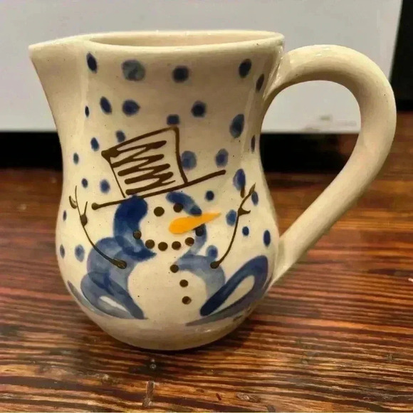 kovack Other - Handmade Kovack Pottery  Snowman Mug Handle Hand Painted 2003 Vintage Christmas